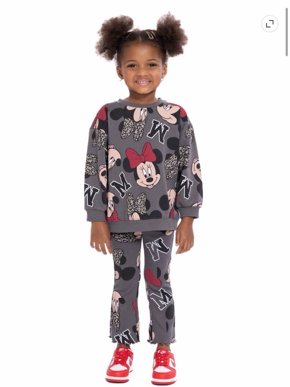 NWT Disney Minnie Mouse Toddler Girls Two Piece Set Sweatshirt Pants Gray 2T